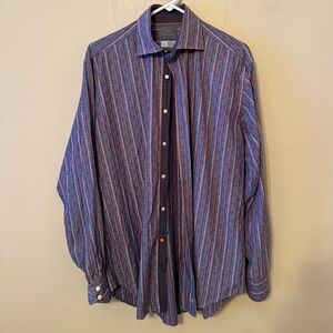 Thomas Dean Multicolor Striped Button-Down Shirt